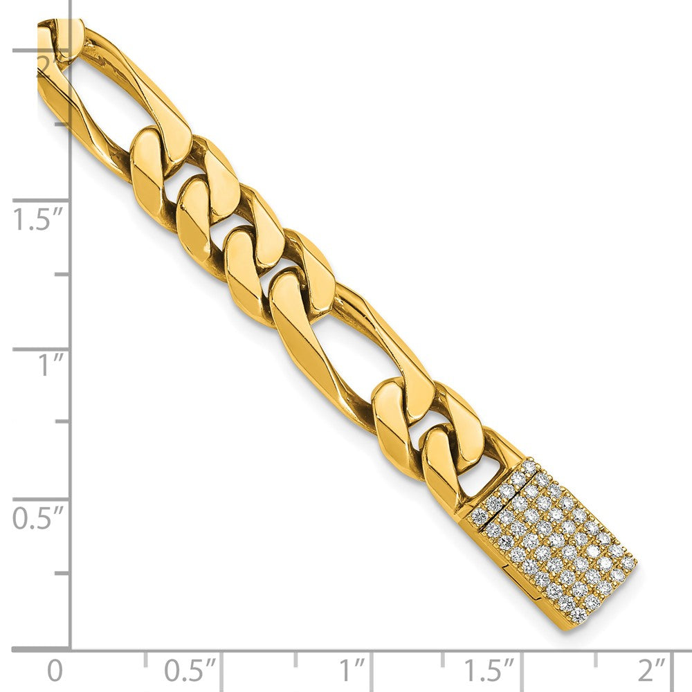 14k 8mm Hand-polished Figaro Link Diamond Clasp Bracelet