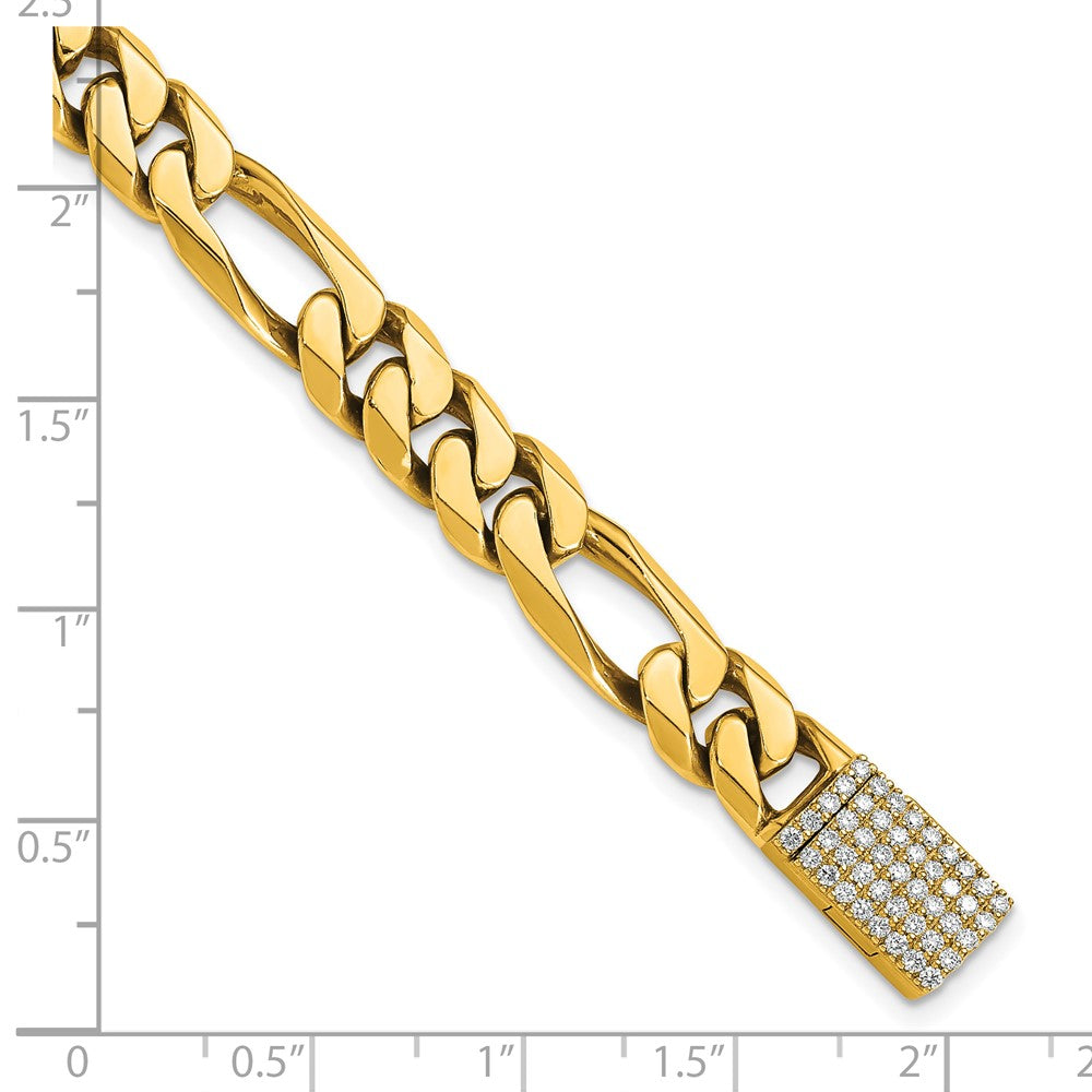 14k 8mm Hand-polished Figaro Link Diamond Clasp Bracelet