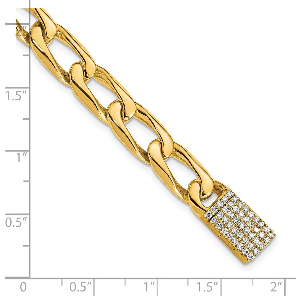 14K 8.5mm Hand-polished Open Link Diamond Clasp Bracelet