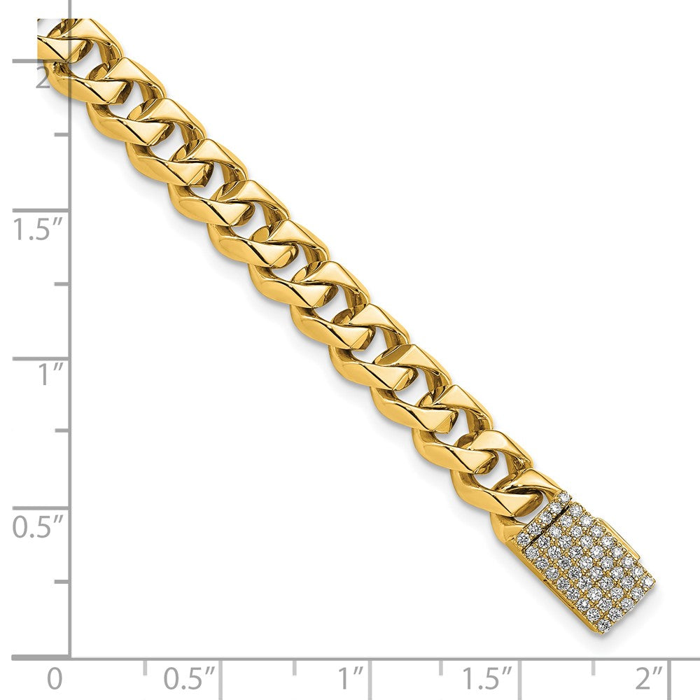14k 7mm Hand-polished Traditional Link Diamond Clasp Bracelet