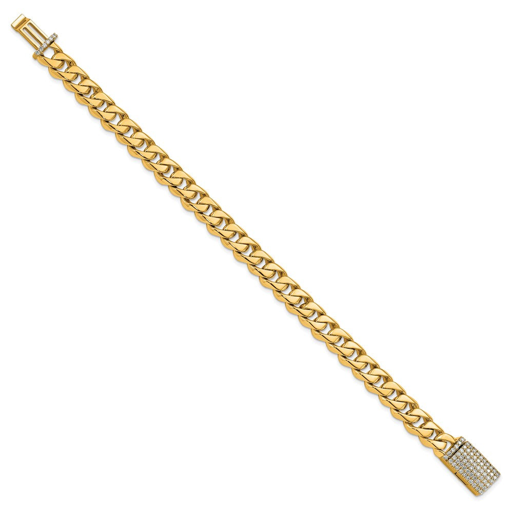 14k 8.5mm Hand-polished Traditional Link Diamond Clasp Chain