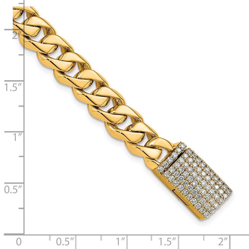 14k 8.5mm Hand-polished Traditional Link Diamond Clasp Chain