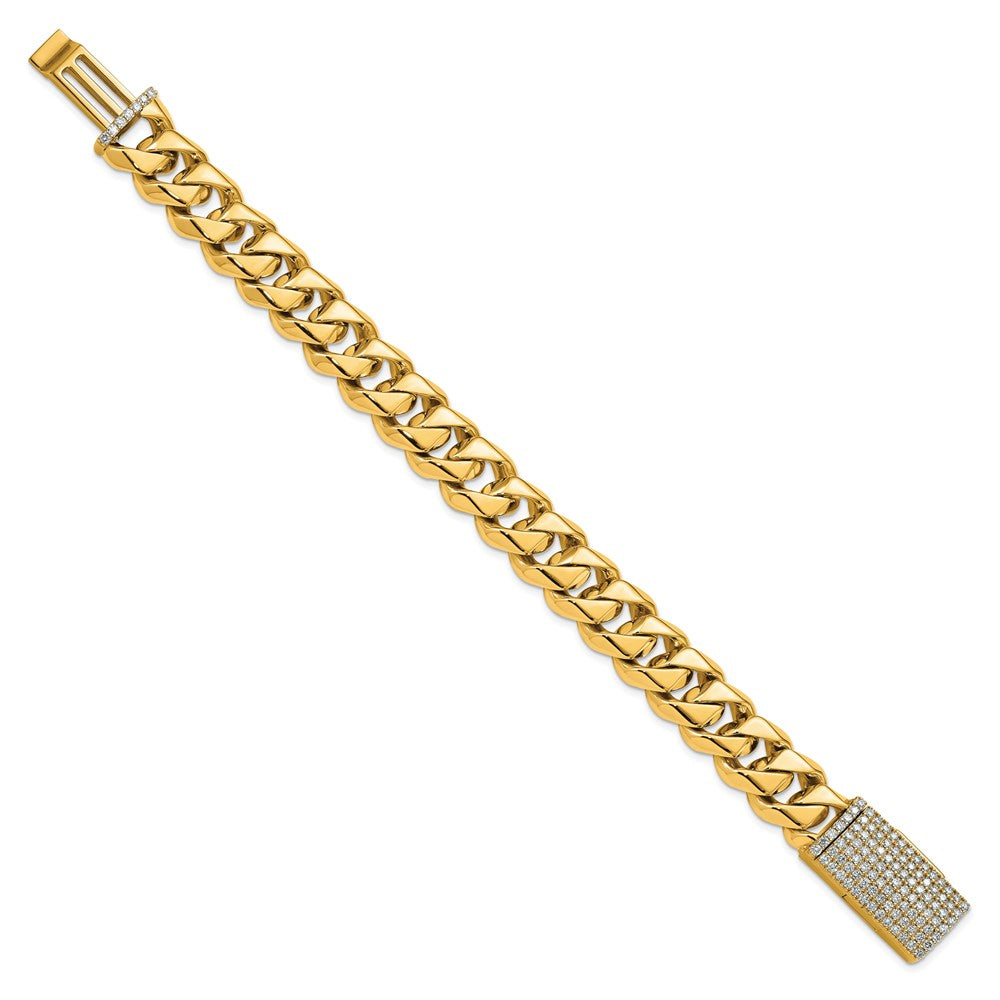 14k 14mm Hand-Polished Traditional Link Diamond Clasp Chain