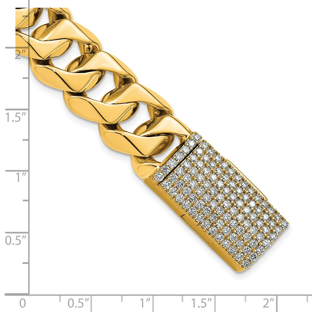 14k 15mm Hand-polished Traditional Link Diamond Clasp Bracelet