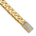 14k 10.2mm Hand-polished Fancy Link Diamond Clasp Bracelet