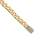 14K 6.5mm Hand-polished Fancy Link Diamond Clasp Bracelet