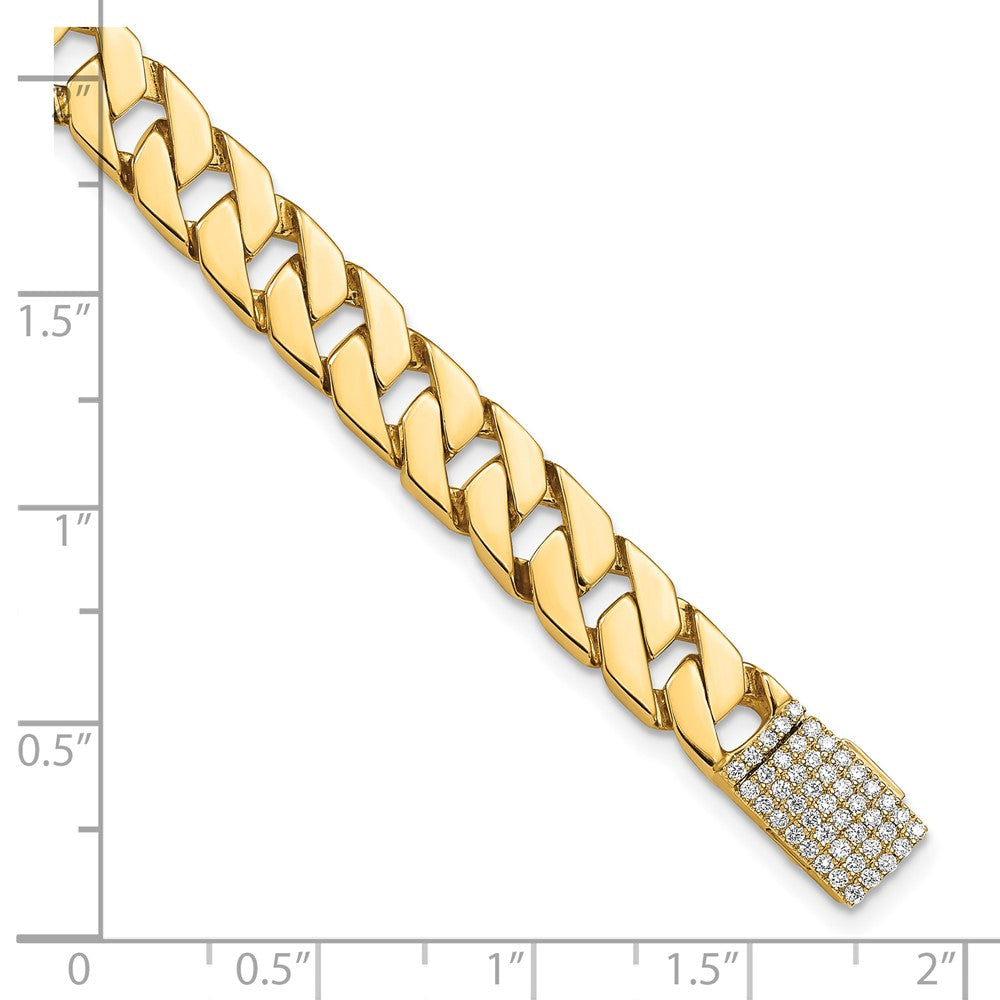 14k 7.4mm Hand-polished Fancy Link Diamond Clasp Chain