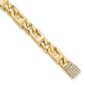 14k 5.9mm Hand-Polished Fancy Link Diamond Clasp Bracelet