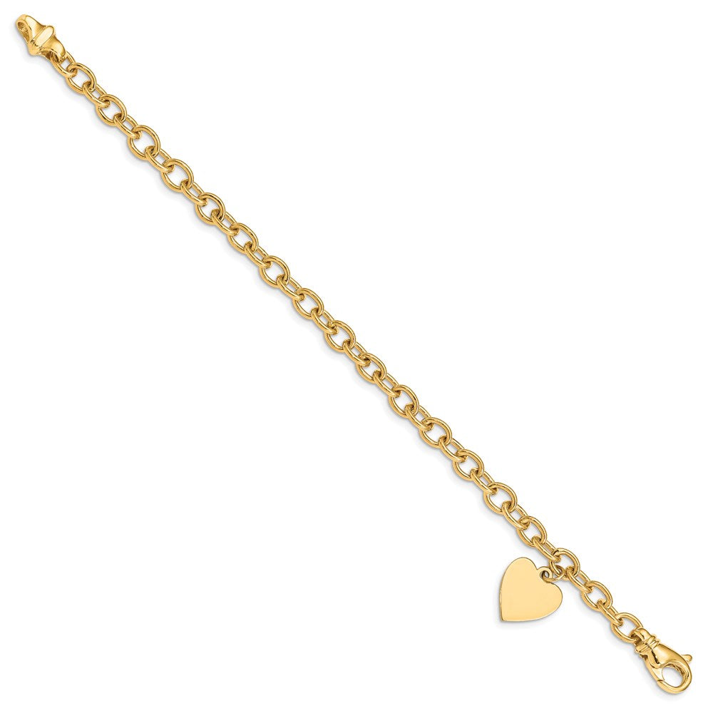 14k Link W/ Heart Charm Bracelet