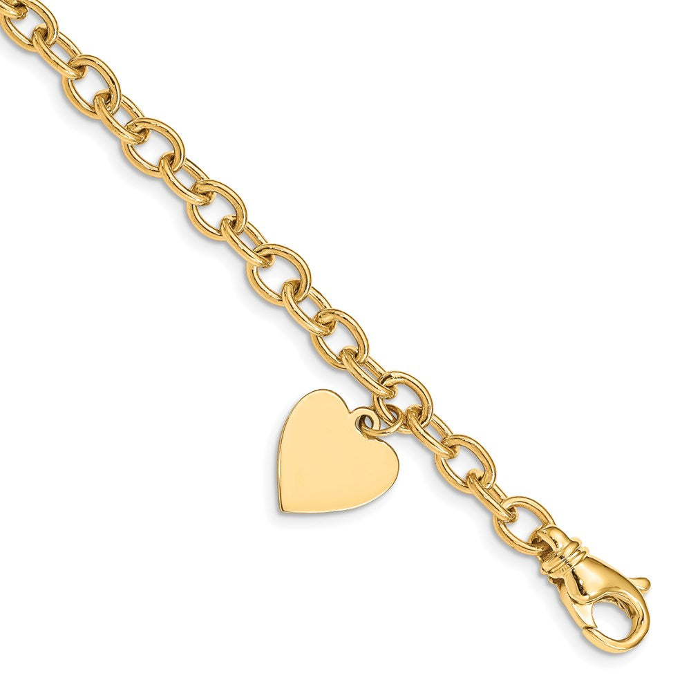14k Link W/ Heart Charm Bracelet