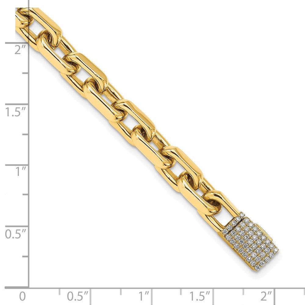 14k 7mm Hand-polished Fancy Link Diamond Clasp Bracelet
