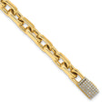 14k 7mm Hand-polished Fancy Link Diamond Clasp Bracelet