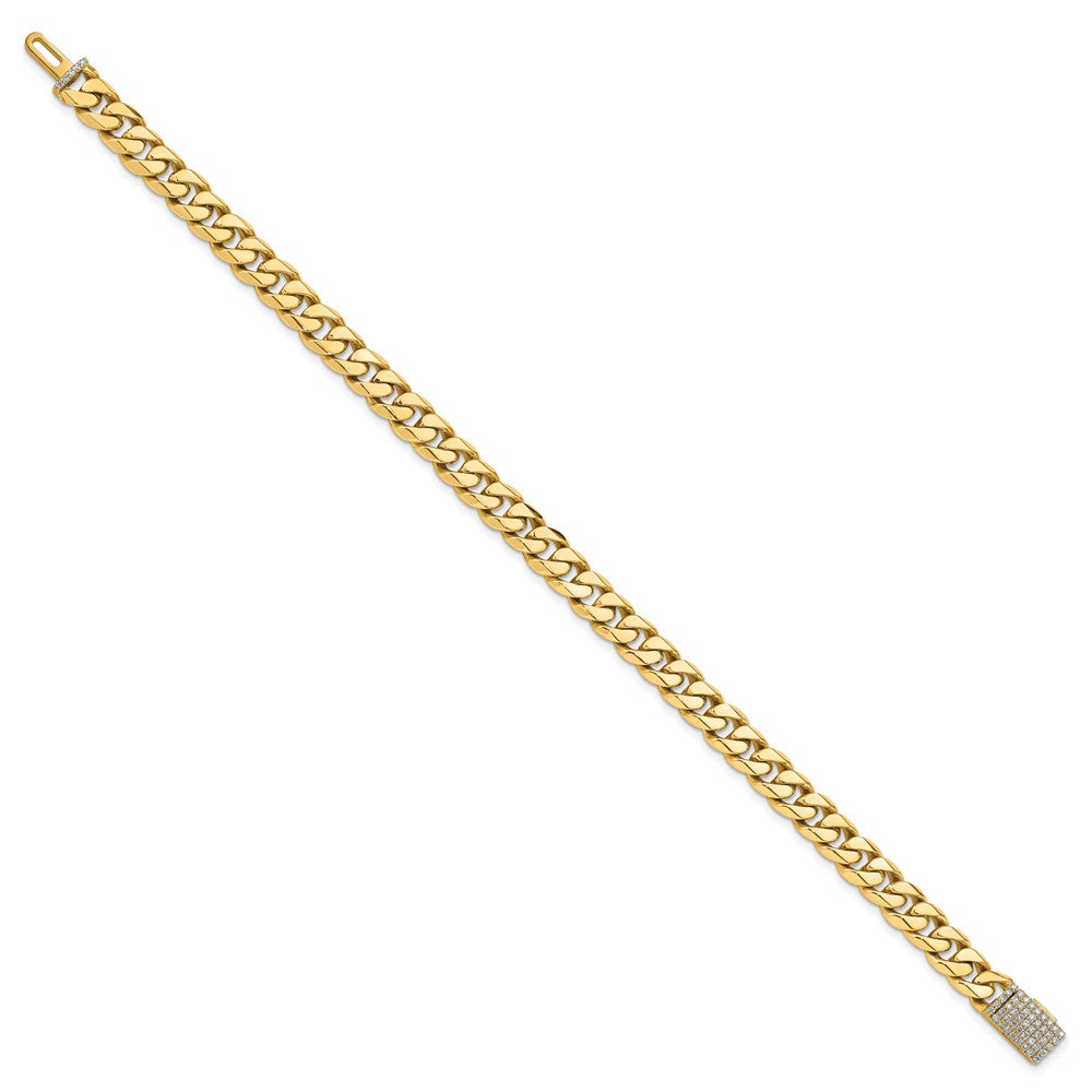 14k 7mm Hand-polished Miami Cuban Diamond Clasp Bracelet