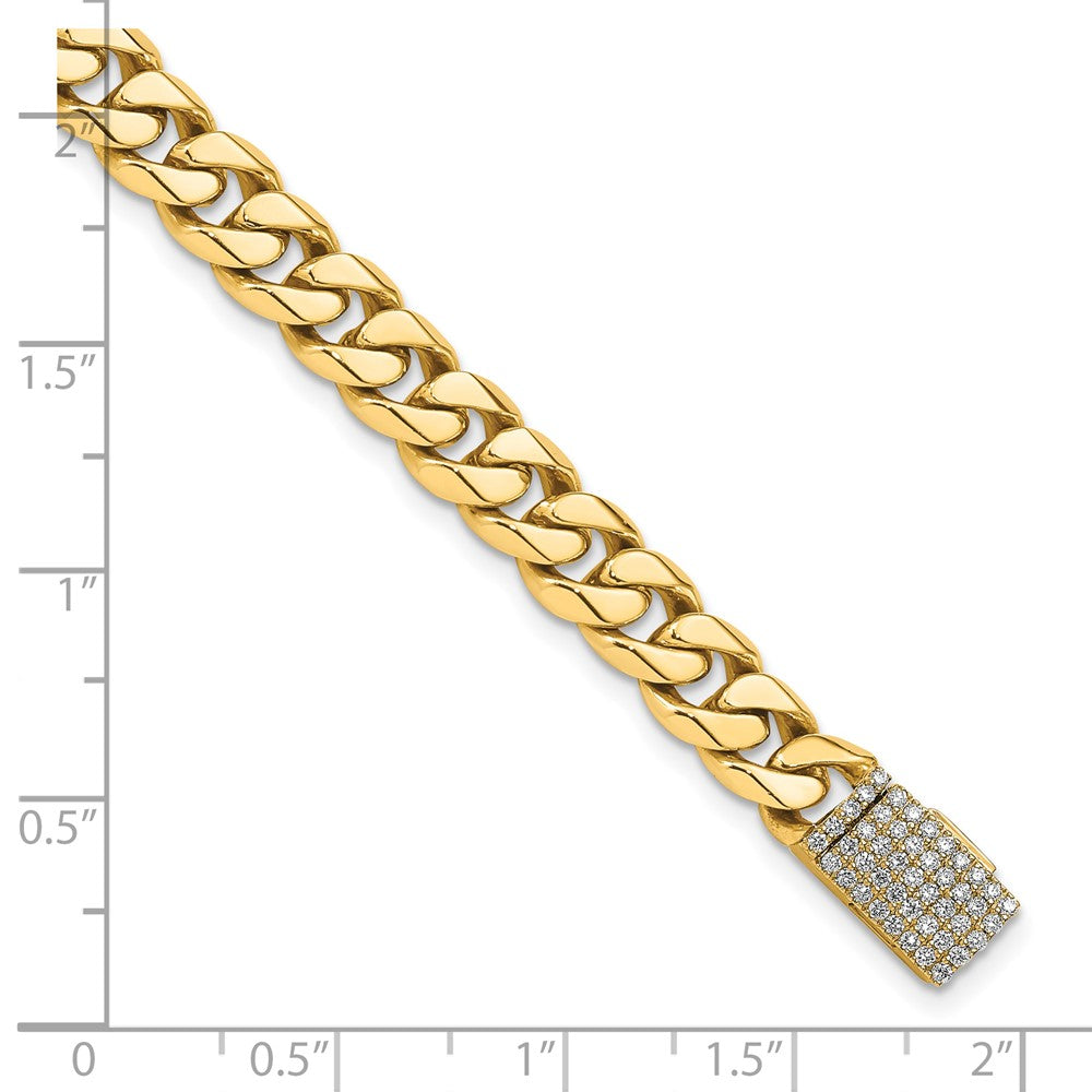 14k 7mm Hand-polished Miami Cuban Diamond Clasp Bracelet
