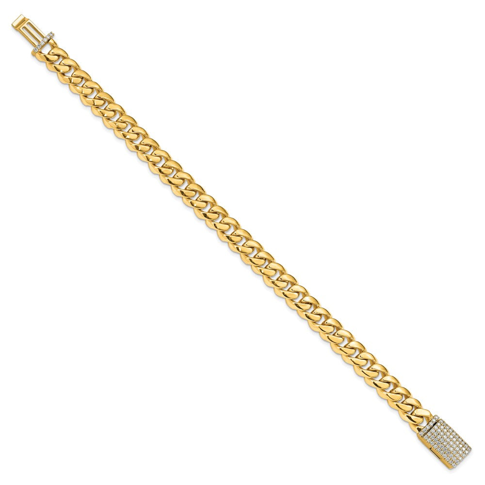 14k 8.7mm Hand-polished Miami Cuban Link Diamond Clasp Bracelet