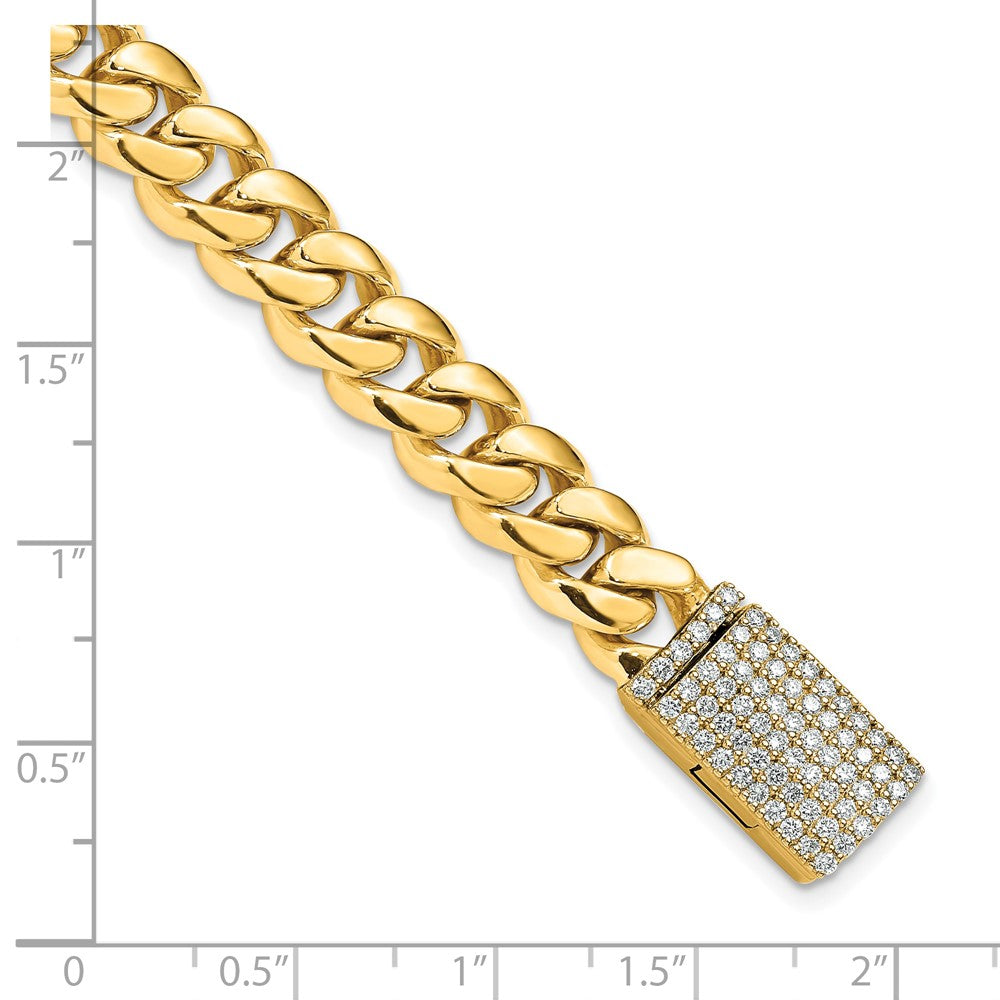 14k 8.7mm Hand-polished Miami Cuban Link Diamond Clasp Bracelet
