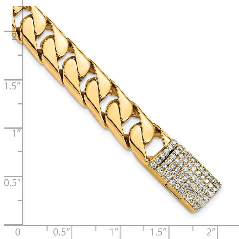 14k 10.20mm Hand-polished Half Round Curb Link Diamond Clasp Bracelet
