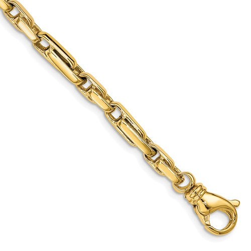 14k 5mm Hand-polished Fancy Link Bracelet