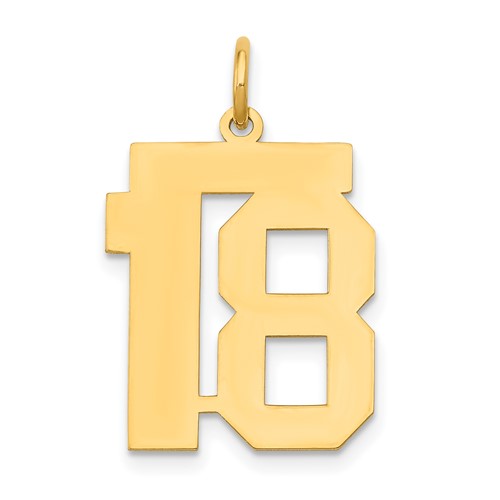 14k Medium Polished Number 18 Charm