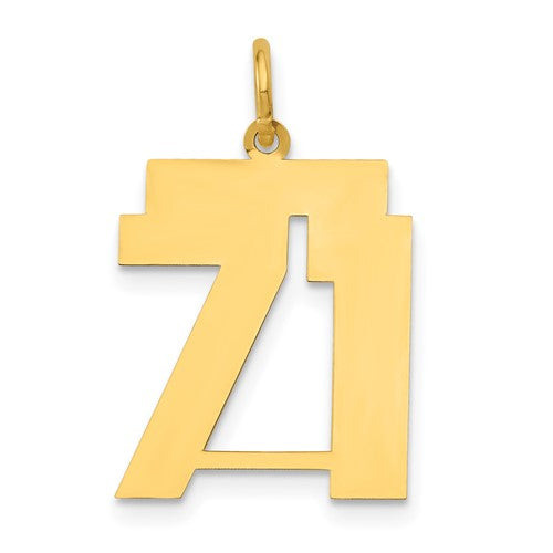 14k Medium Polished Number 71 Charm