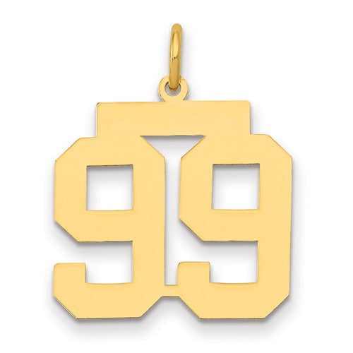 14k Medium Polished Number 99 Charm