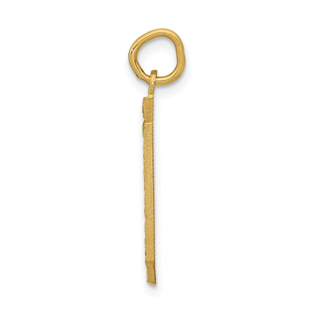 14k Large Brushed Diamond-cut Number 0 Charm