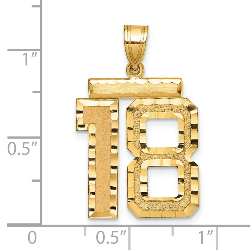 14k Large Brushed Diamond-cut Number 18 Charm