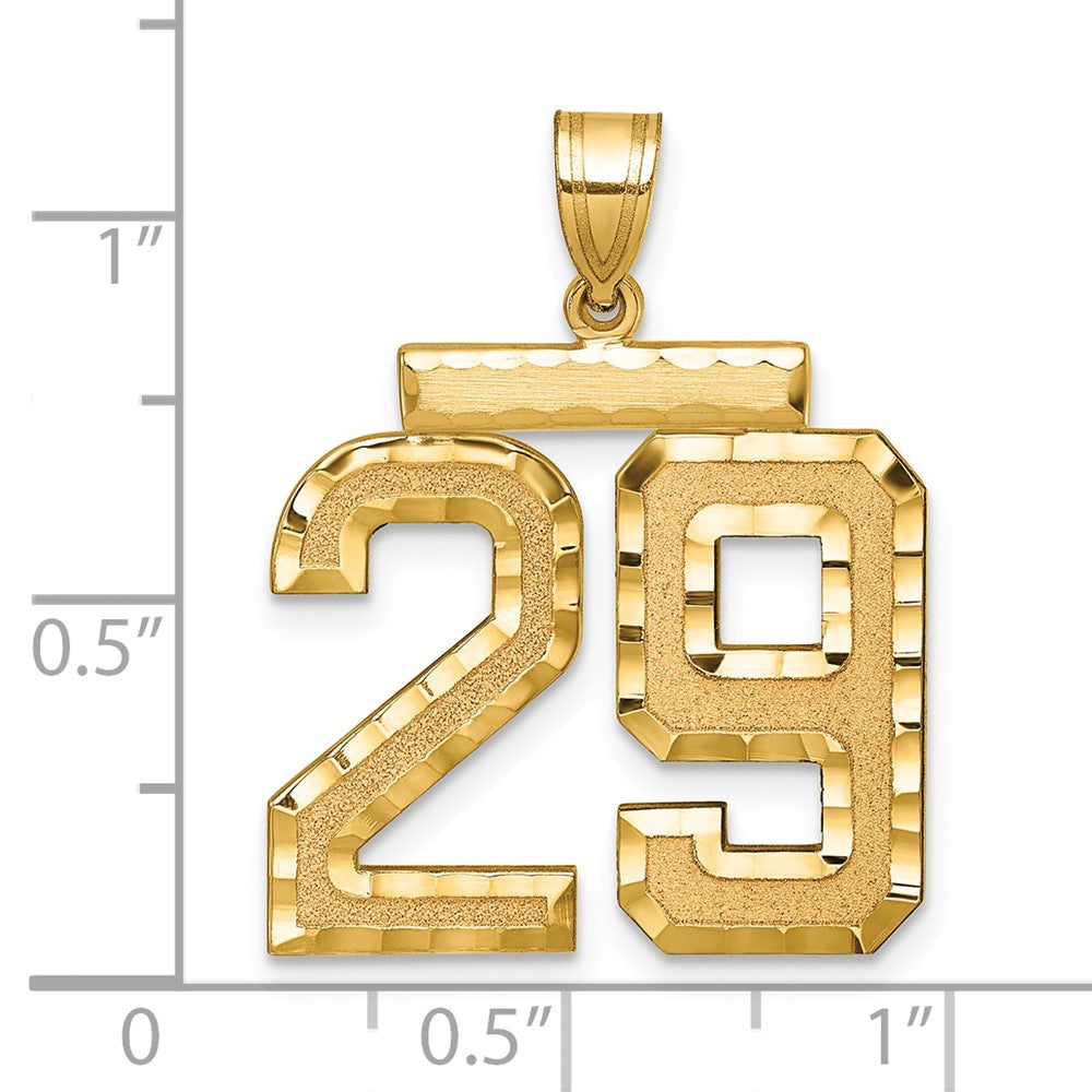 14k Large Brushed Diamond-cut Number 29 Charm