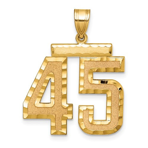 14k Large Brushed Diamond-cut Number 45 Charm