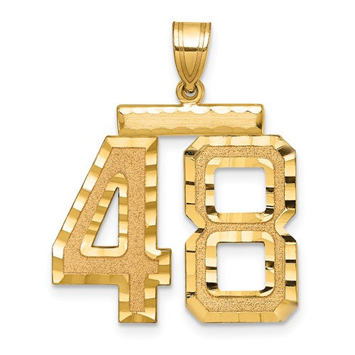 14k Large Brushed Diamond-cut Number 48 Charm