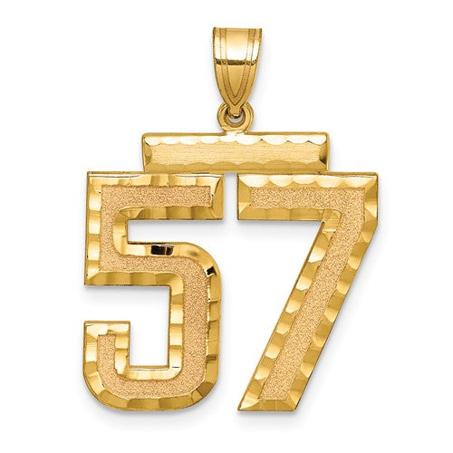 14k Large Brushed Diamond-cut Number 57 Charm
