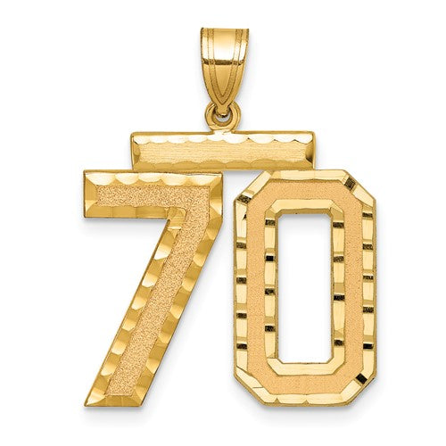 14k Large Brushed Diamond-cut Number 70 Charm