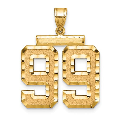 14k Large Brushed Diamond-cut Number 99 Charm