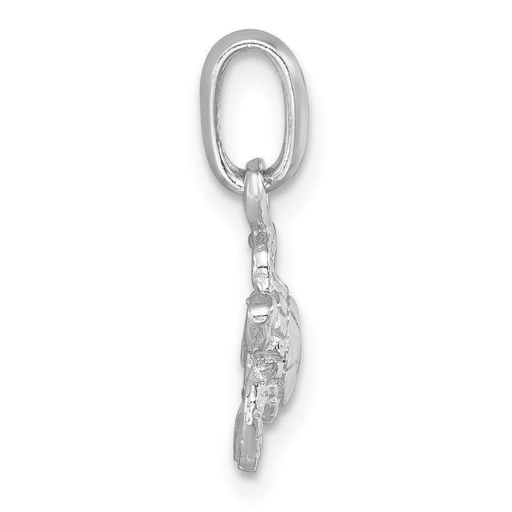 Sterling Silver Rhodium-plated Small Swimming Turtle Pendant
