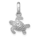 Sterling Silver Rhodium-plated Small Swimming Turtle Pendant