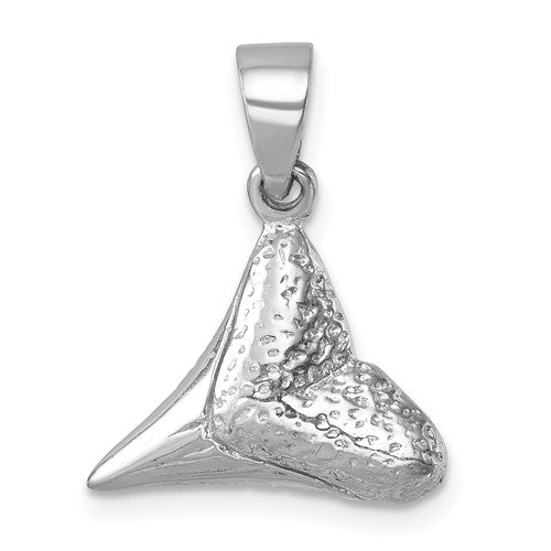 Sterling Silver Rhodium-plated Polished Shark Tooth Pendant