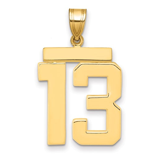 10k Large Polished Number 13 Charm