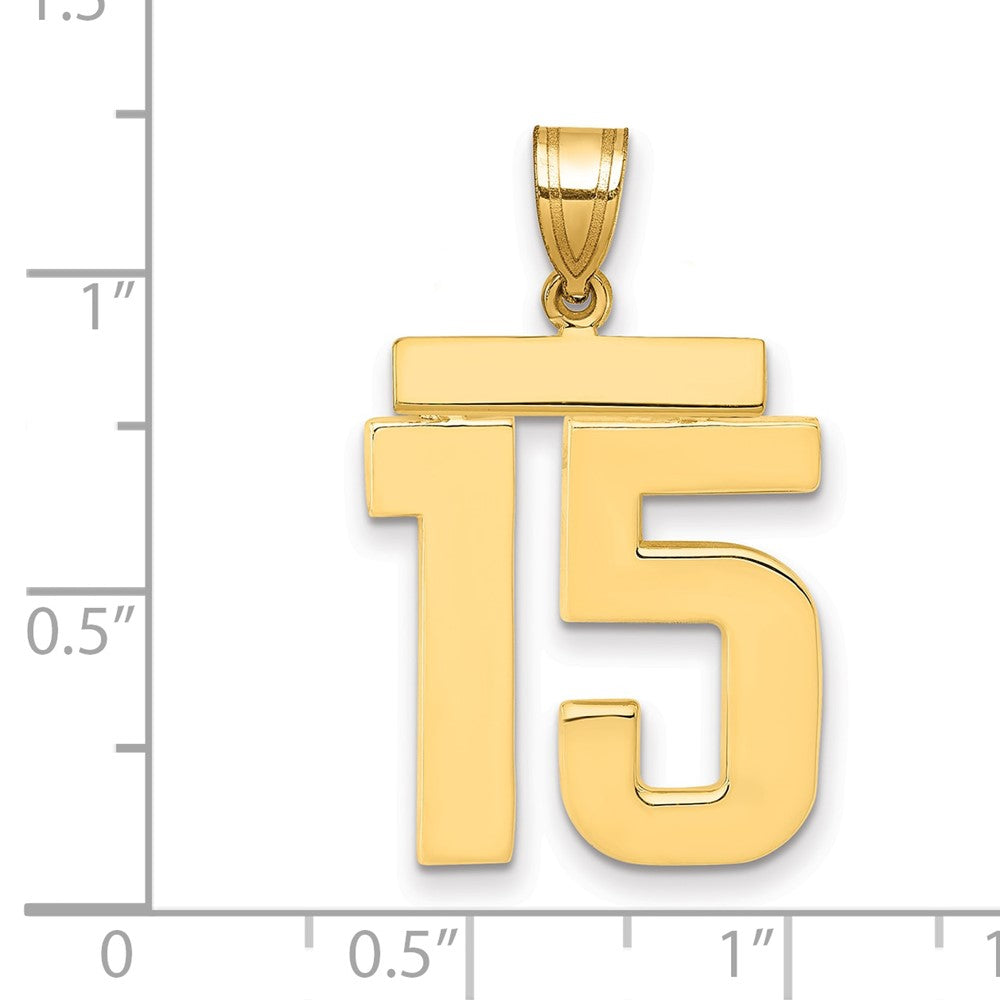 10k Large Polished Number 15 Charm