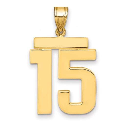 10k Large Polished Number 15 Charm