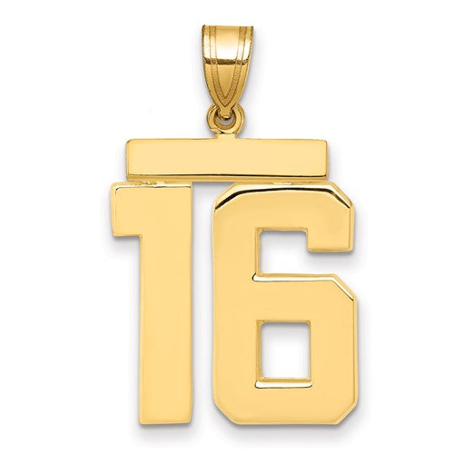 10k Large Polished Number 16 Charm