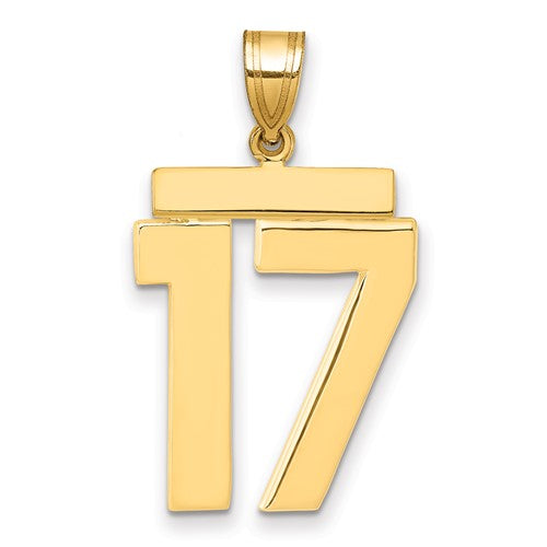 14k Large Polished Number 17 Charm