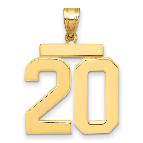 10k Large Polished Number 20 Charm