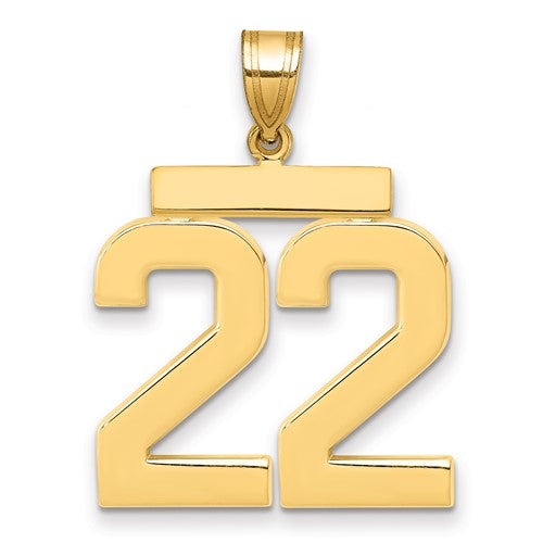 10k Large Polished Number 22 Charm