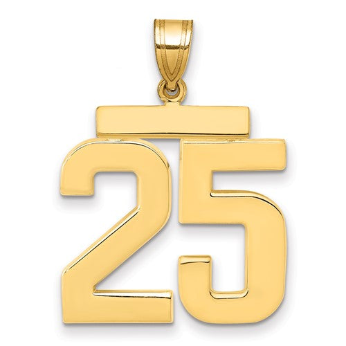 10k Large Polished Number 25 Charm