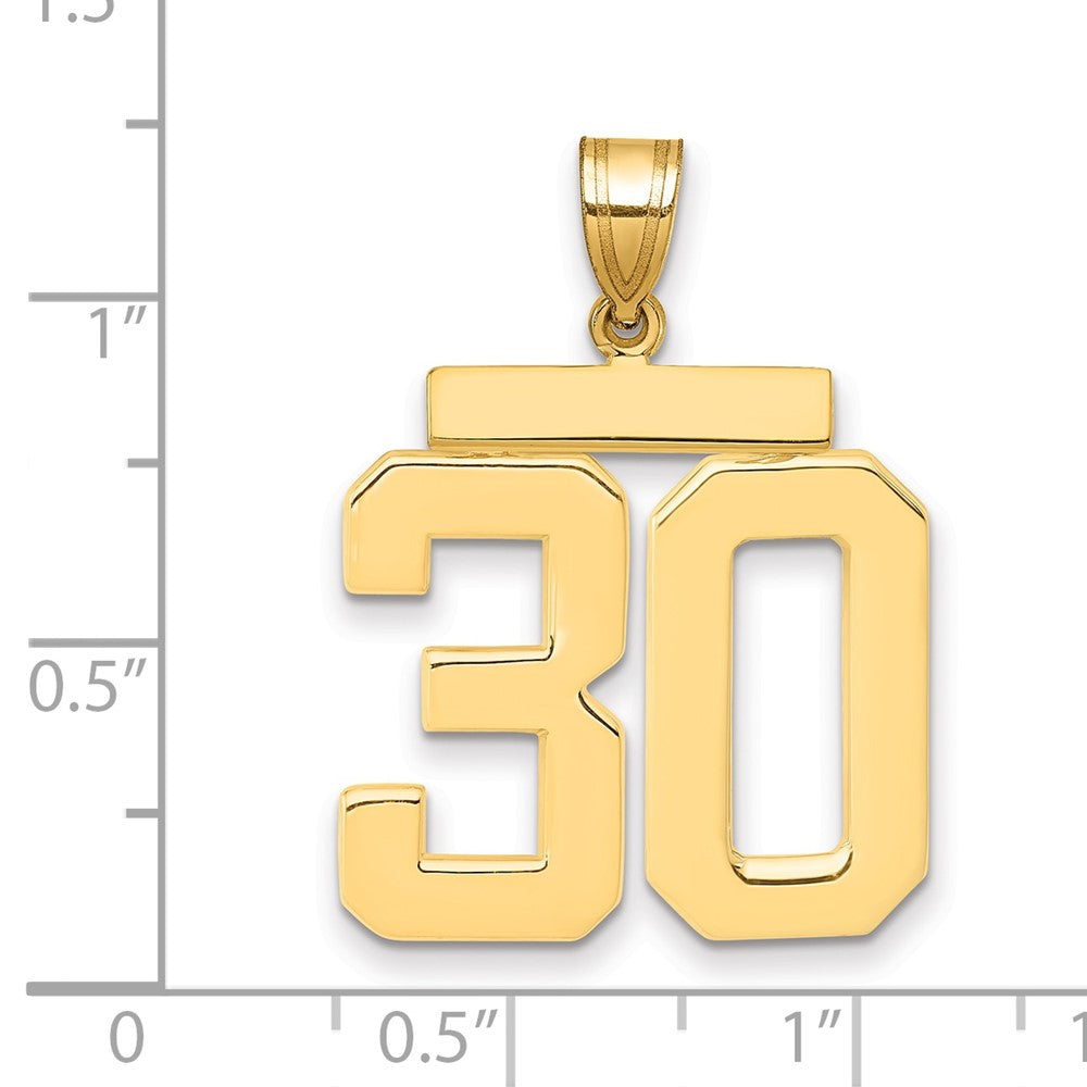 14k Large Polished Number 30 Charm