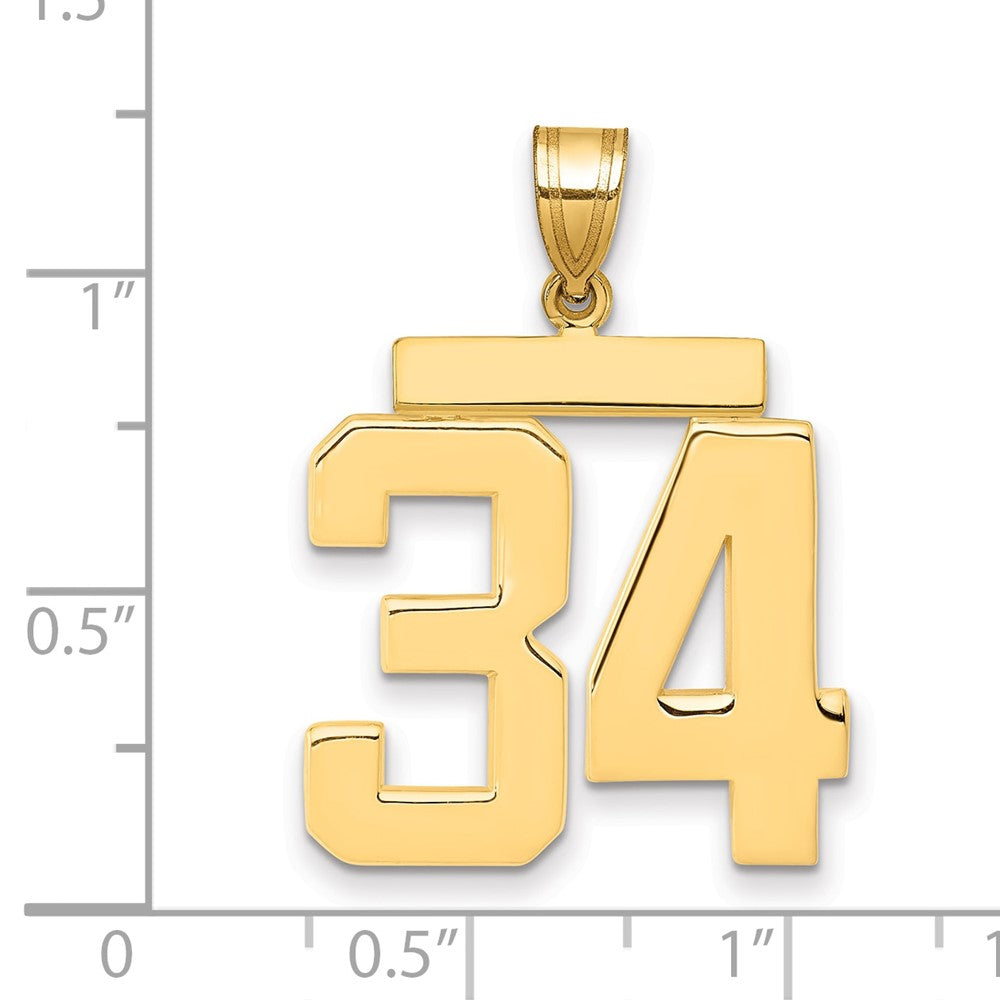 10k Large Polished Number 34 Charm