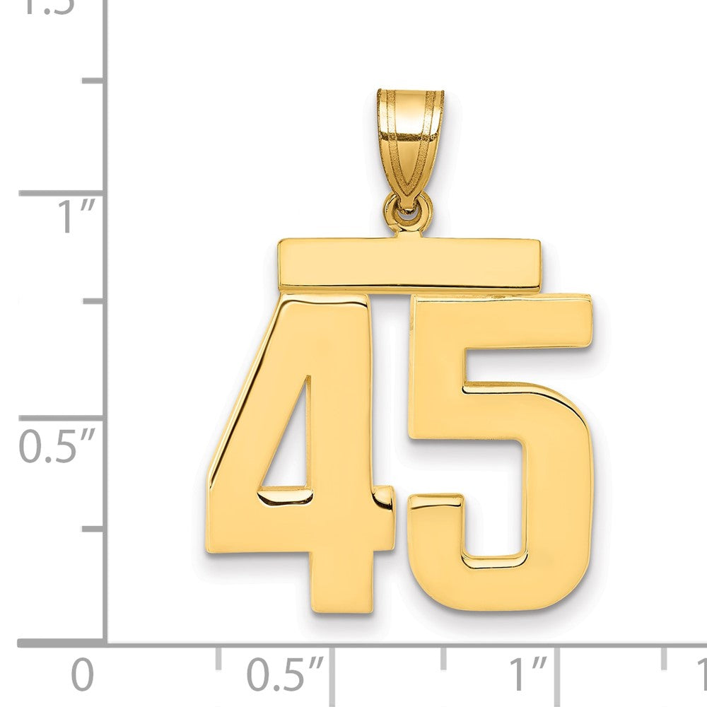 10k Large Polished Number 45 Charm