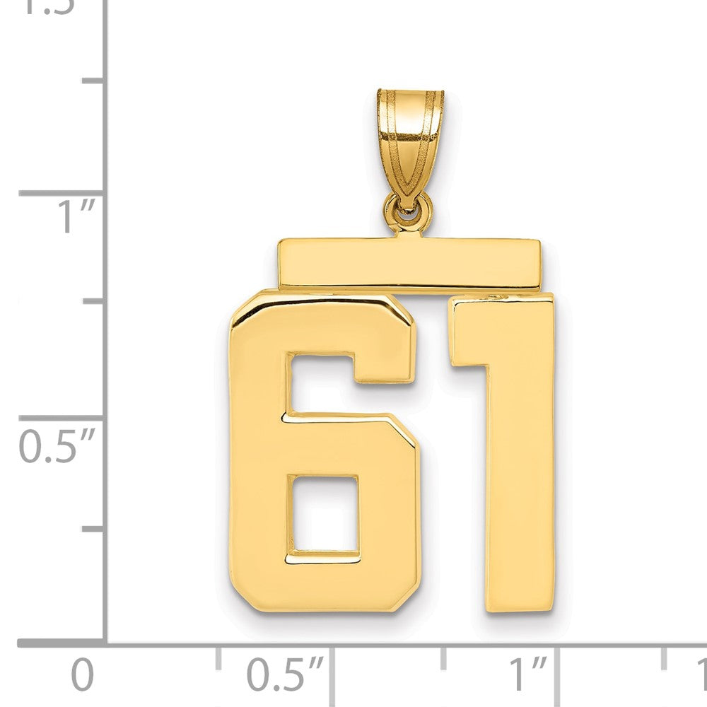 10k Large Polished Number 61 Charm