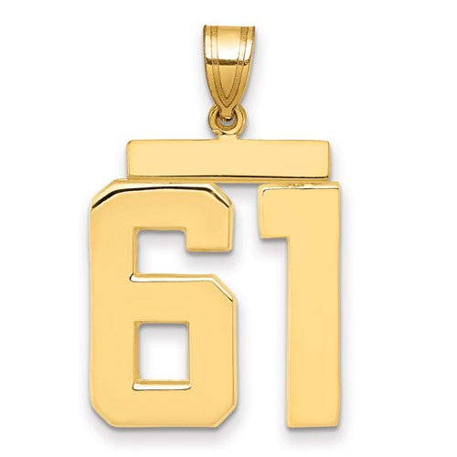 10k Large Polished Number 61 Charm
