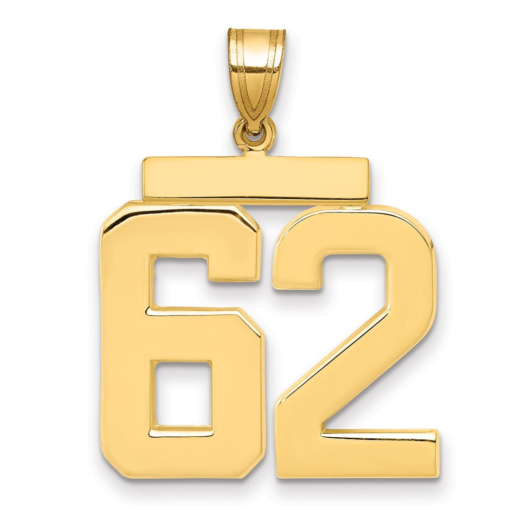 10k Large Polished Number 62 Charm